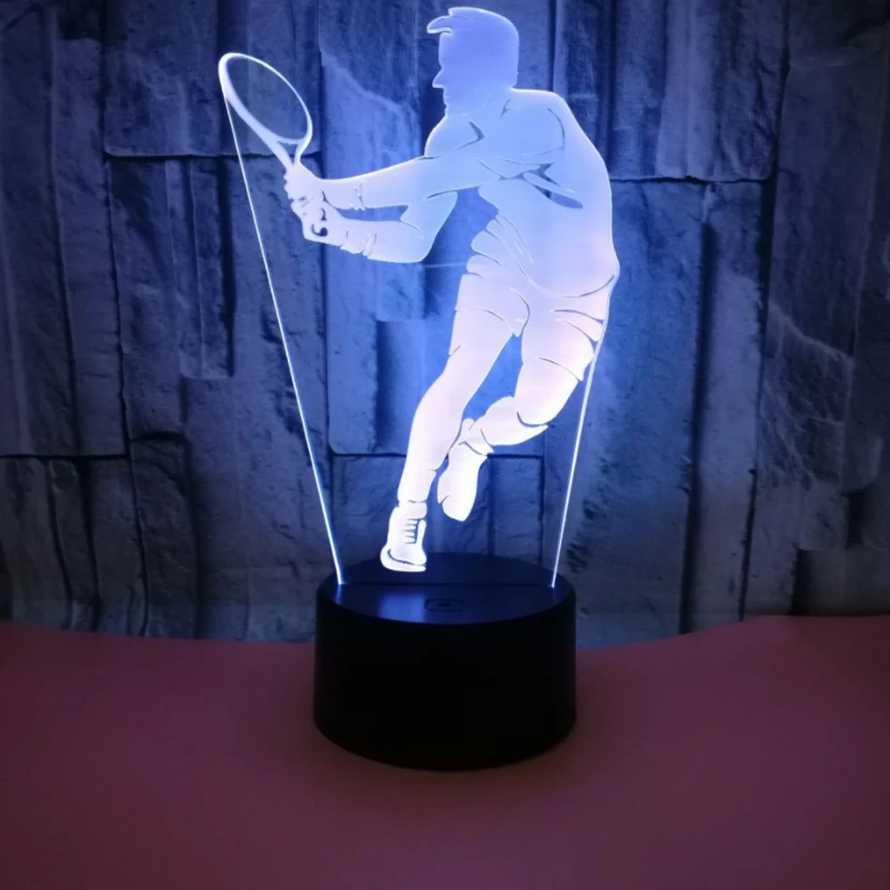 3D визуальный теннисисткой светодиодный Ночной светильник 7 цветов Usb Led