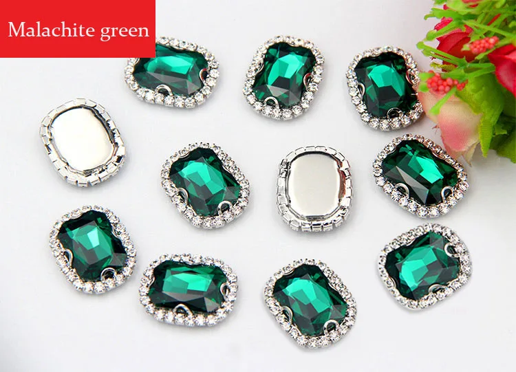10x14mm Rectangle octagonal shape flatback sew on rhinestones Super flash Crystal buckle loose 20pcs/pack | Дом и сад