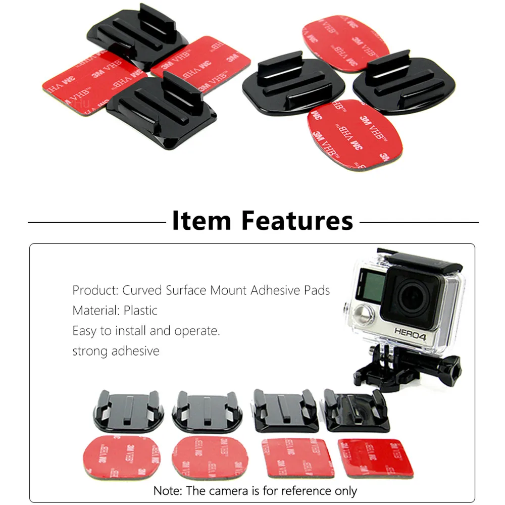 4 PCS Flat Curved Mount Set Sticker 3M Adhesive for Gopro Hero 7 6 5 3+ 2 Xiaomi Yi Action Camera For Accessories GP10 | Электроника