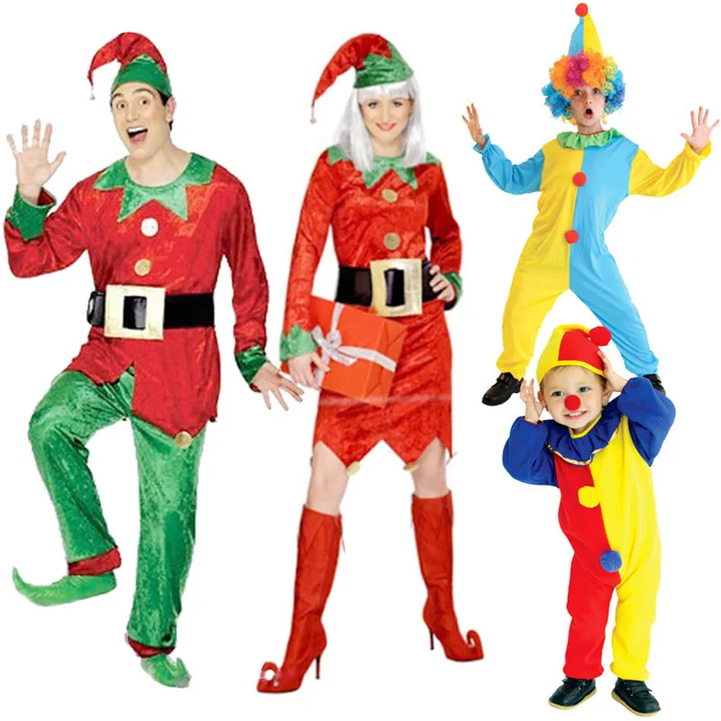 Красочные Мужчины Женщины клоун Одежда смешной маг костюм Косплей Карнавал