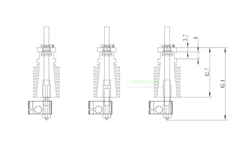 original V6 hotend J-head compatible with remote/direct 1.75mm/3.0mm bowden tube clamp 3D pinter parts | Компьютеры и офис