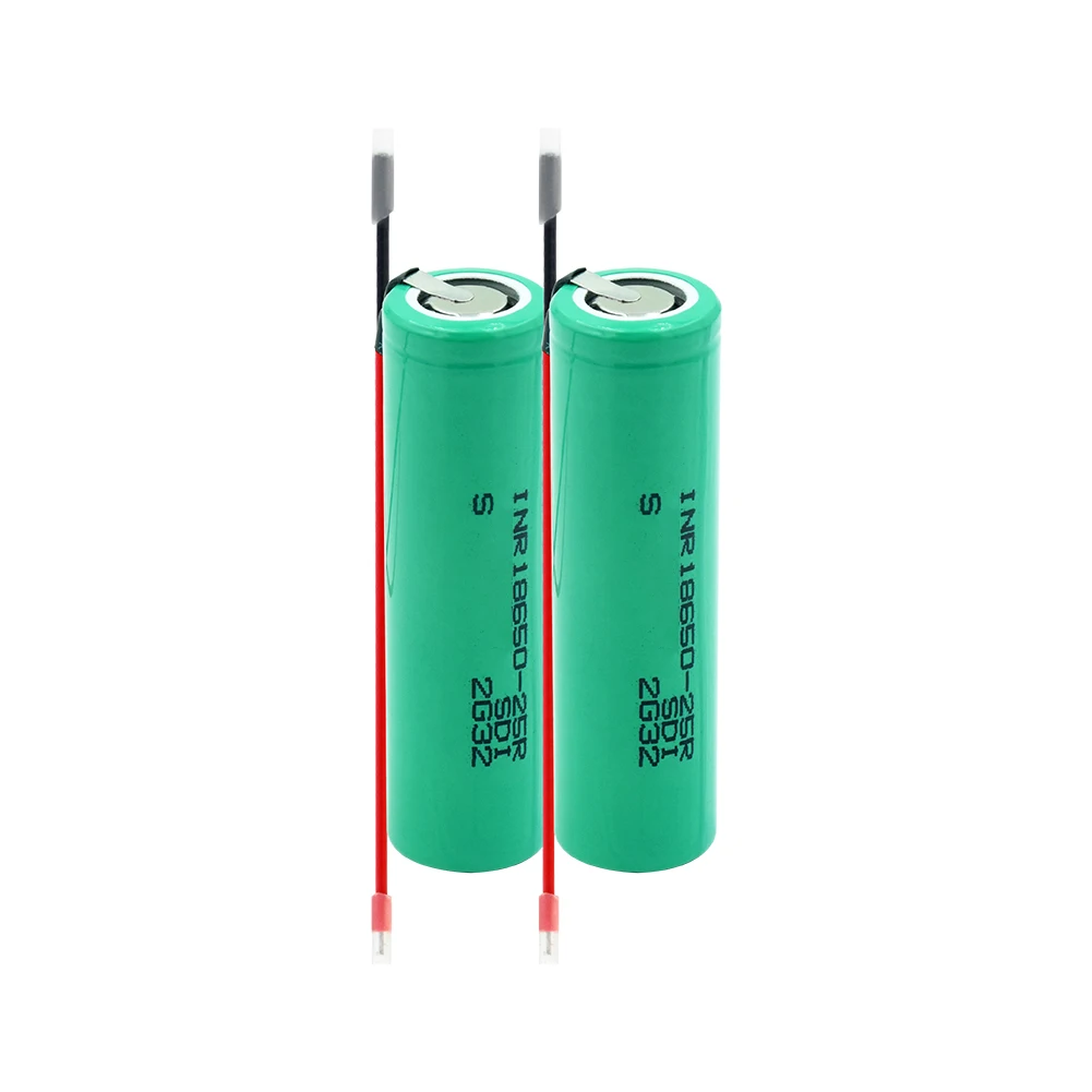 2 pieces 1/2/4 шт 3,7 V 2500 мА/ч, с плоским верхом INR 18650-25R Перезаряжаемые 18650 Батарея с 2 Diy провода для извилистый е сигалреты фонарь радио геймпад - Цвет: 2 pieces