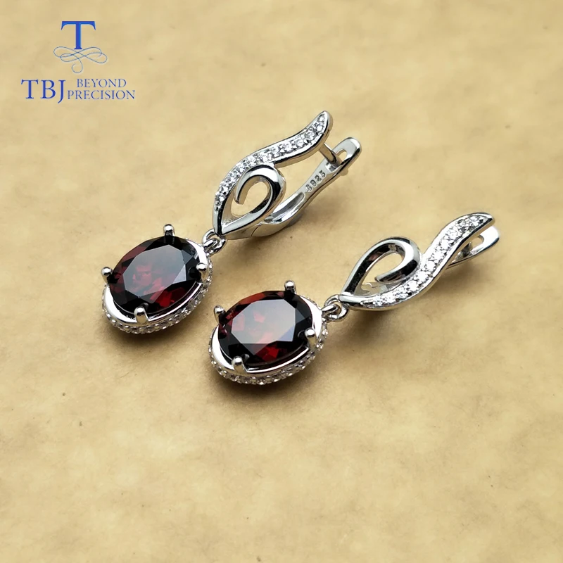 TBJ 2019new style Серьги из натурального граната драгоценный камень 925 пробы серебро