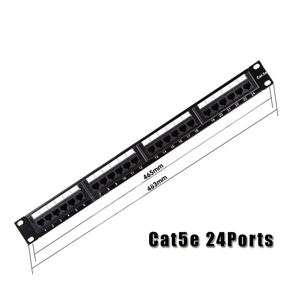 Cat5e UTP 24 порта RJ45 сетевой кабель Патч панель 1U 19 дюймов Позолоченные с Keystone гнезда