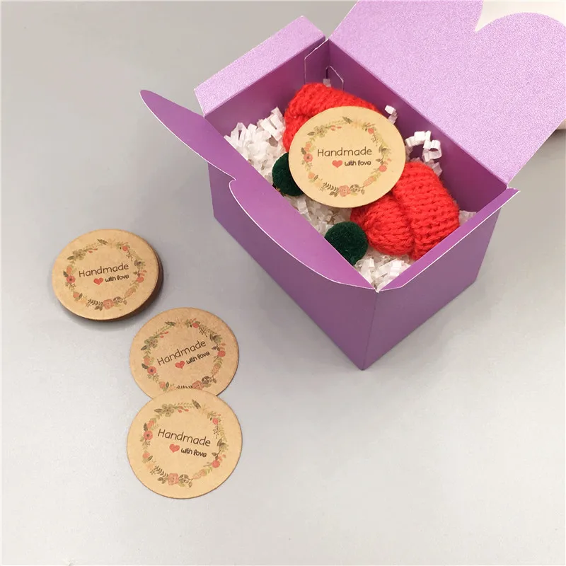 Новинка 4 см 50 шт. круглые открытки ручной работы с надписью Handmade with love сделай сам