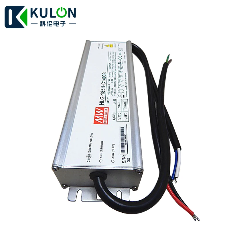 MEAN WELL Светодиодный источник питания постоянного тока HLG-185H-C1400B 71-143 в 1400ма 200 Вт PFC Водонепроницаемый светодиодный Диммируемый драйвер 1400mA
