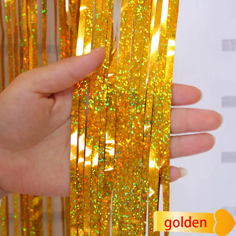 golden 2/3/4 м розовое золото с блестками для свадебной фотографии Шторы обновления Фольга бахрома Шторы мишура День рождения фон декорации реквизит - Цвет: golden