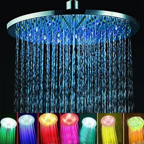 2014 New Arrival 8&quot inch RGB LED Stainless Steel Rainfall Shower Head Bath Faucets Set Bathroom Accessories | Обустройство дома