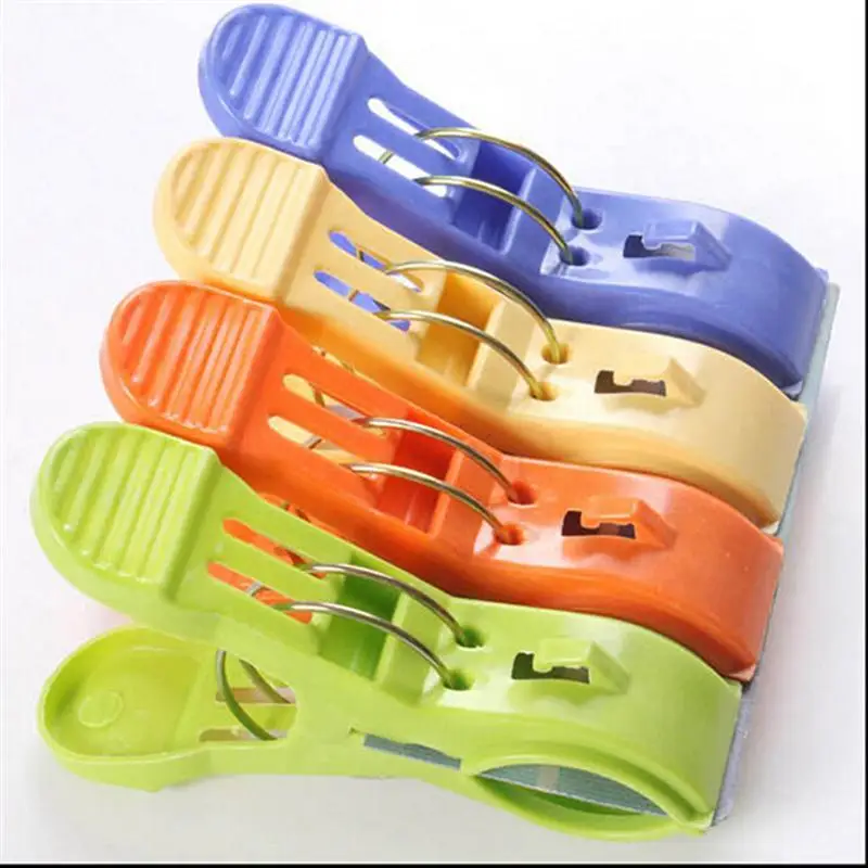 OUNONA 4pcs Laundry Clothes Pins Plastic Hanging Pegs Clips Beach Towel /Quilt | Дом и сад