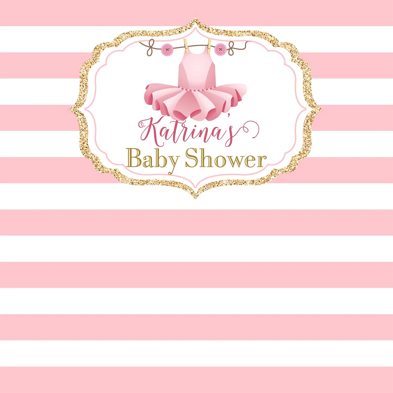custom Cute Dress Baby Shower Pink And White Striped background High quality Computer print party backdrop | Электроника