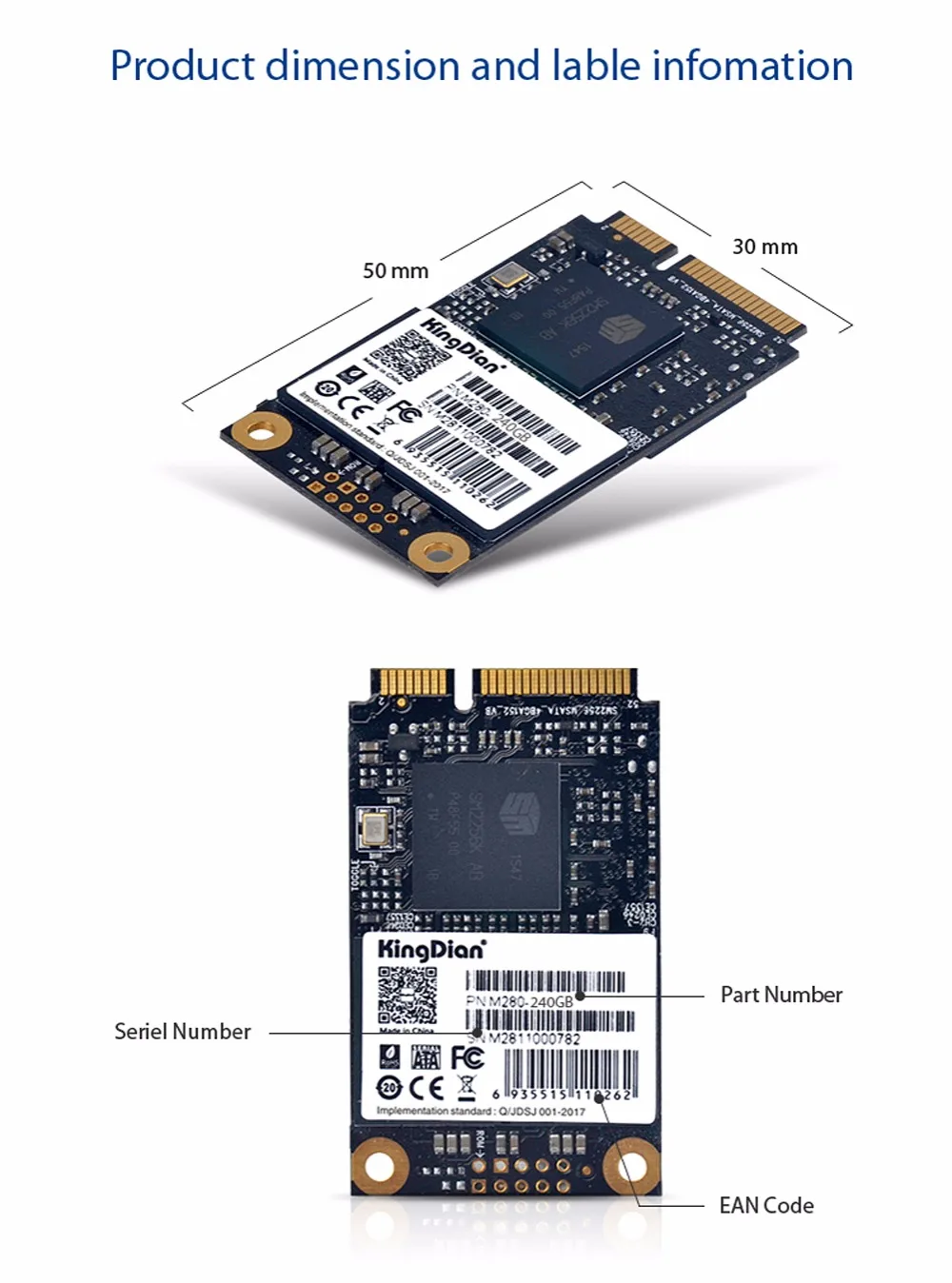 KingDian Заводская распродажа внутренний жесткий диск твердотельный диск мини SATA mSATA 16/32/60/120/240 ГБ SSD