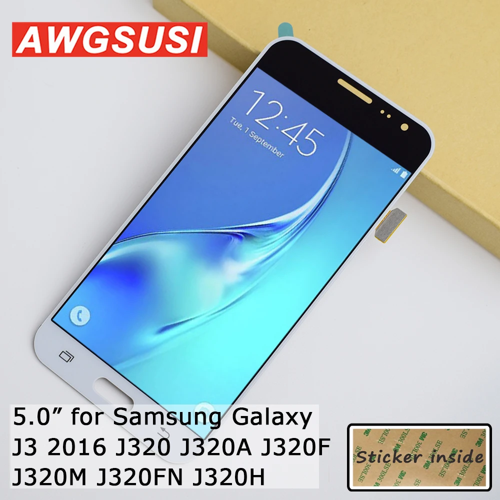 Для Samsung Galaxy J3 2016 J320 LCD J320A J320F J320P J320FN сенсорный экран дигитайзер сенсор + ЖК дисплей