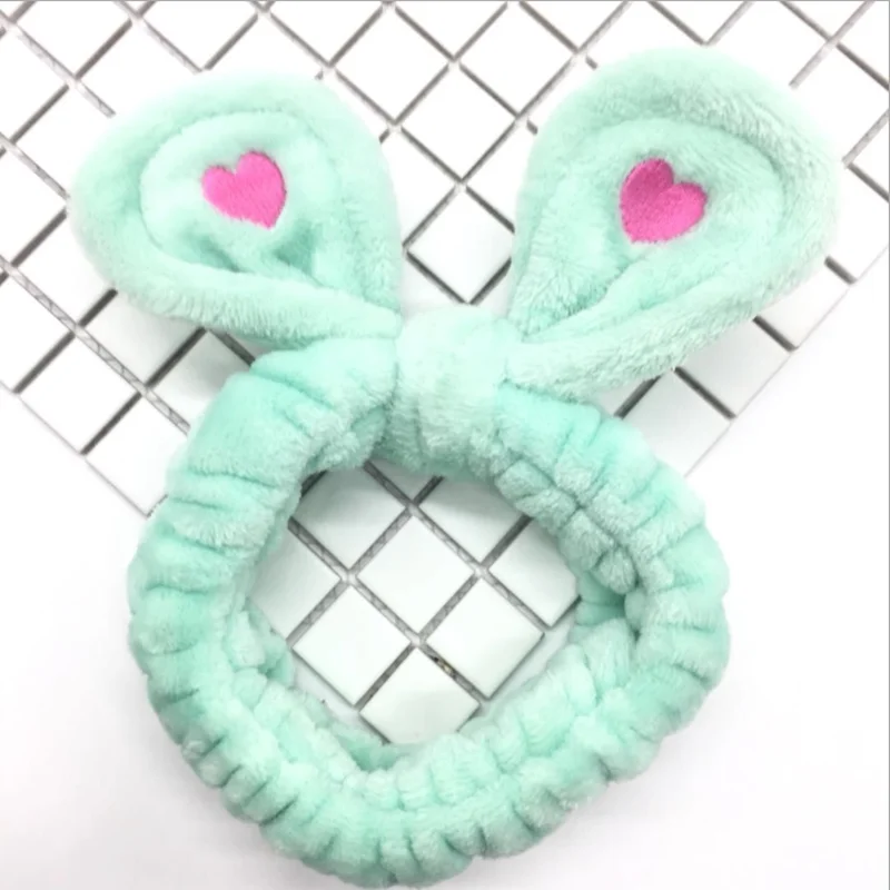 Light green 1 шт., кроличьи уши, повязка на голову для макияжа, мягкая эластичная повязка на голову для женщин, повязка для волос, для ванны, спа, для макияжа, для девушек, для лица - Цвет: Light green