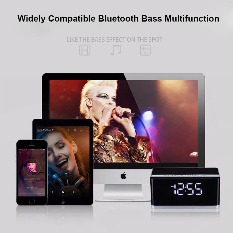 HLTON Портативный беспроводной Bluetooth динамик светодиодный дисплей времени