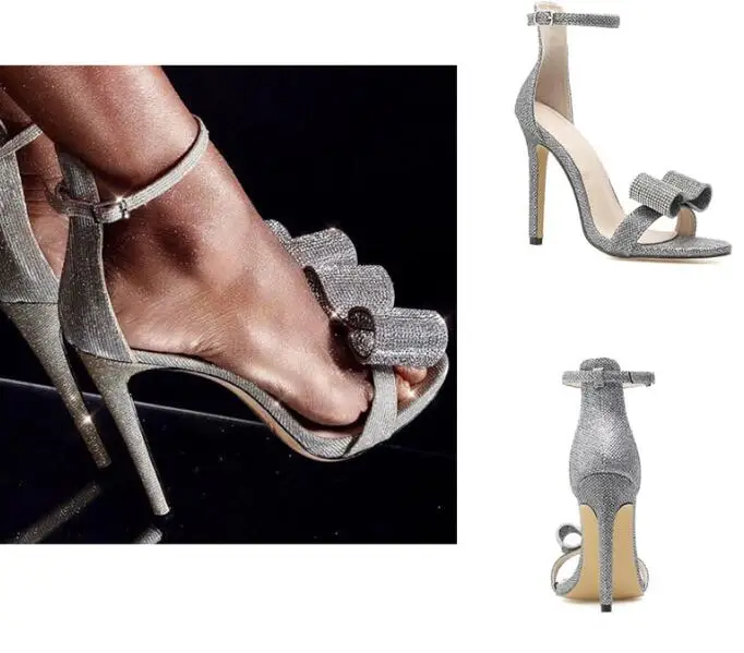 

Carole Levy Rhinestone Bowknot High Heel Sandal for Woman 2022 Summer Sexy Open Toe Ankle Strap Dress Heels Gladiator Sandals