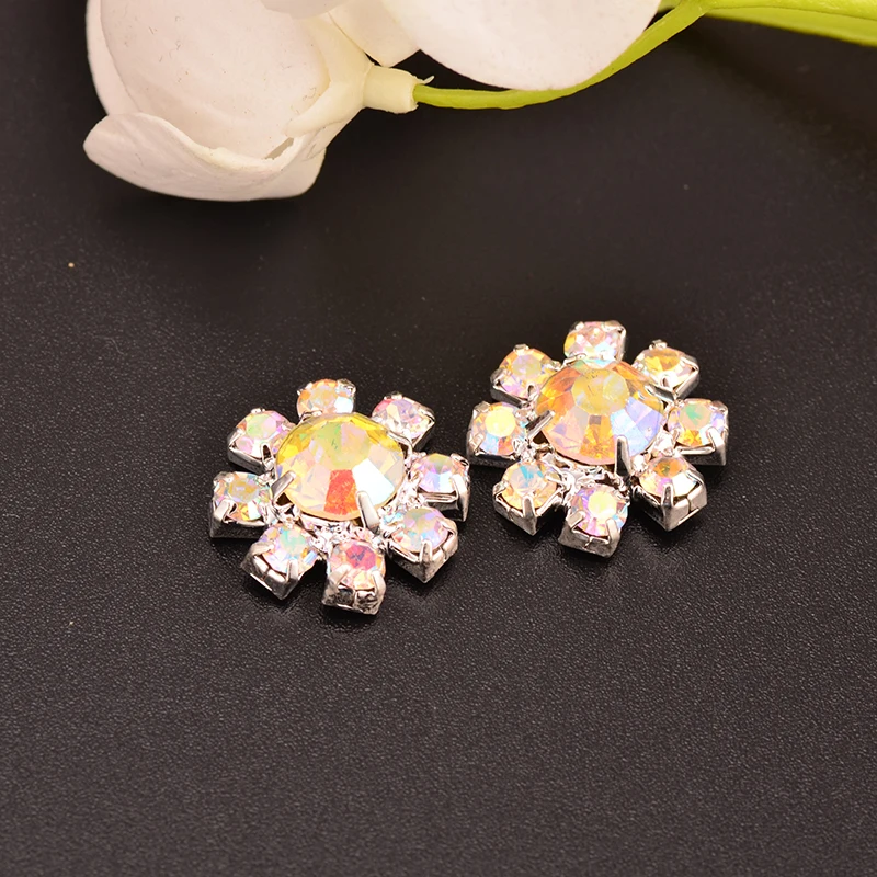 

Rhinestone Embellishment Used On Flower Center Phone Decoration 15MM 100pcs/Lot Silver Color Flat Back KD166