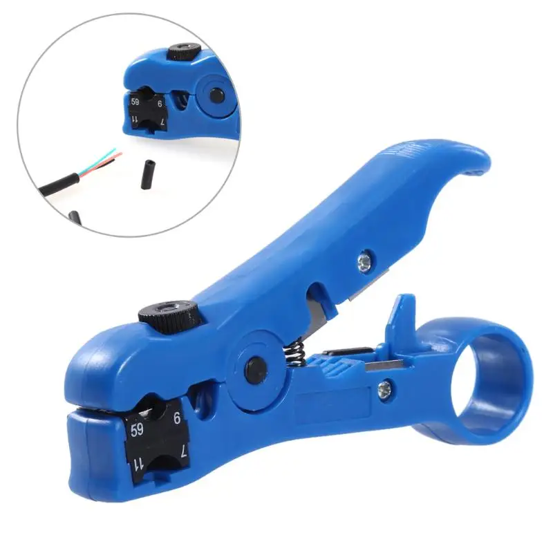 

Cable Stripper MultiFunction Coaxial Cable Cutter Wire Stripping Tool RG6 RG59 RG7 UTP/STP Crimping Pliers Network tools Blue