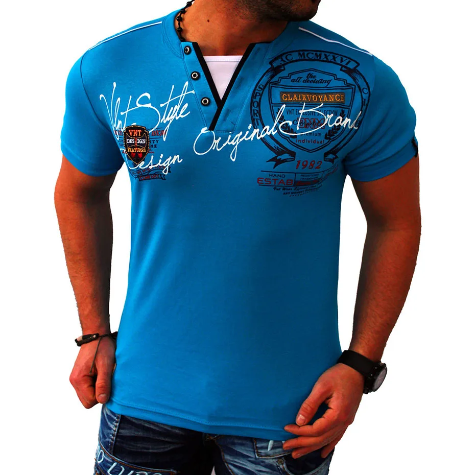 Мужская футболка-поло ZOGAA Облегающая рубашка с коротким рукавом и принтом лето 2019