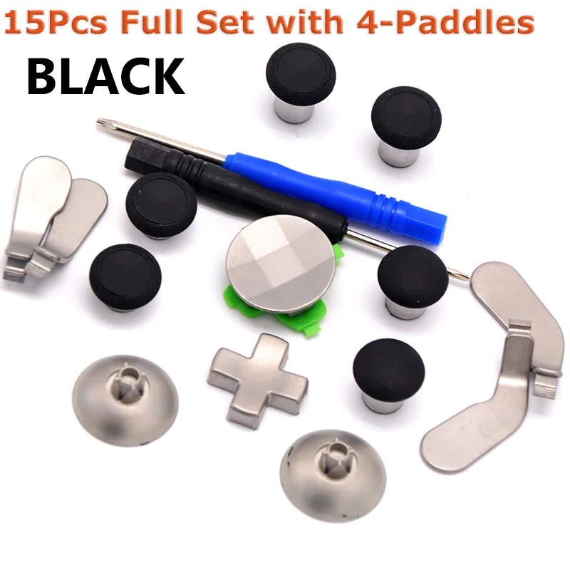 Black Paddles 15Pcs Сменные джойстики полный набор для Xbox One контроллер запасные части подходит для XBox One Elite контроллер аксессуары комплект - Цвет: Black Paddles 15Pcs