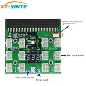 PCI-E 12В 64Pin к 12x 6Pin блок питания серверный адаптер Breakout плата для HP 1200W 750W PSU GPU