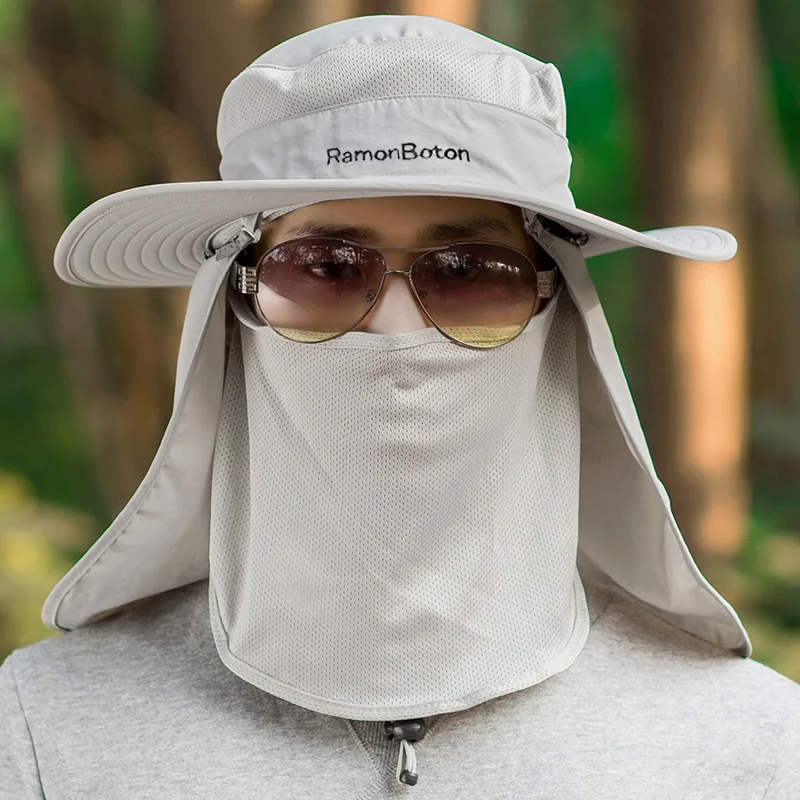 Foldable hat men's summer outdoor big fishing cap visor mountaineering sun fisherman Masked anti-mosquito | Аксессуары для