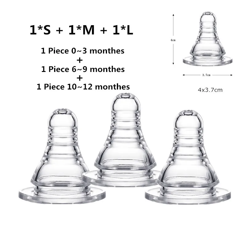 1XS and 1xM and 1xL 3 шт./компл. ЛСР Замена соска для молочная бутылочка для кормления с Стандартный Размеры соски-пустышки, Размеры S/M/L Размеры - Цвет: 1XS and 1xM and 1xL