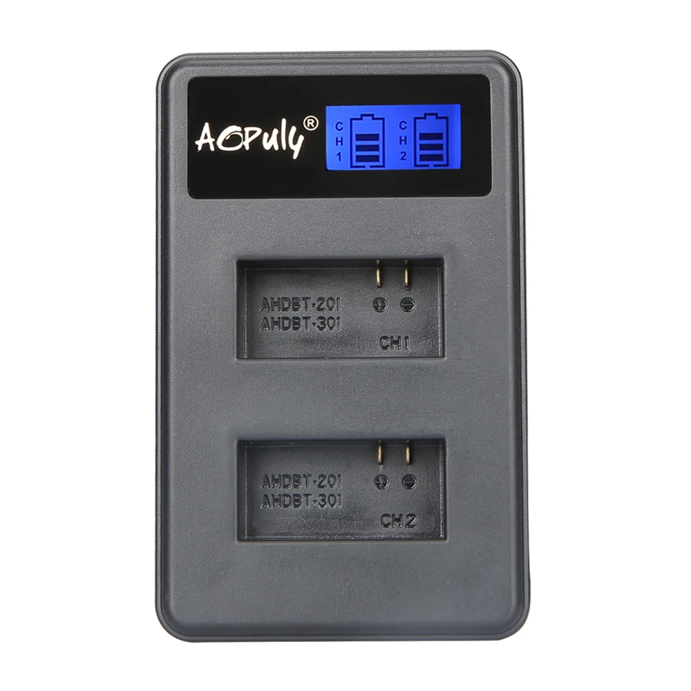 AOPULY зарядное устройство для камеры AHDBT 301 201 LCD двойное USB GoPro Go Pro Hero3 3 + аксессуары