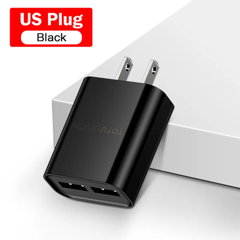 US Plug Black 2.4A зарядное устройство для телефона 2 порта USB для iPhone X Xs Max двойной настенный адаптер для быстрой зарядки EU US для Xiaomi samsung huawei - Тип штекера: US Plug Black