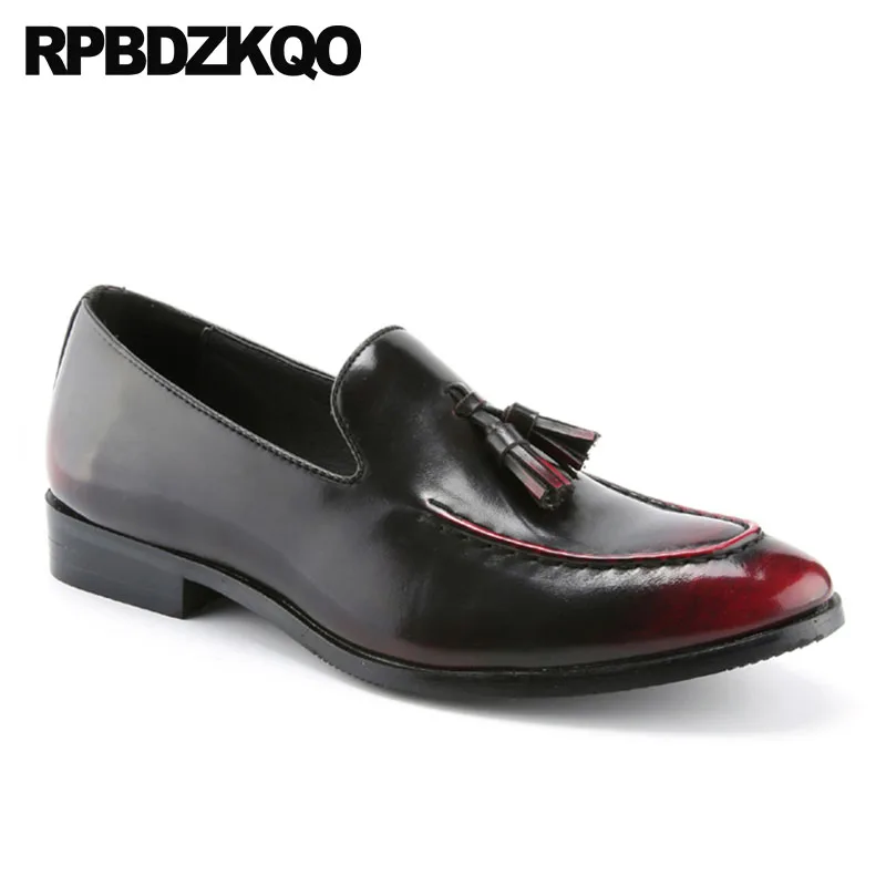 Waterproof Prom Gold Loafers Men Comfort British Style Pointed Toe Pointy Wedding Slip On Patent Leather Stud Tassel Shoes Rivet | Обувь