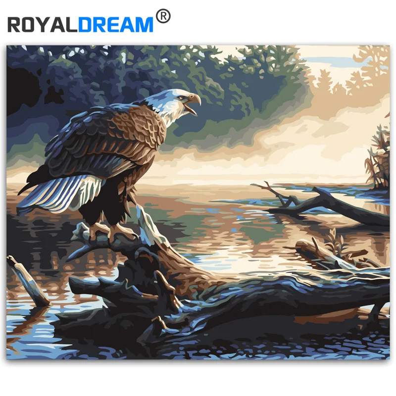 

ROYALDREAM водяной Орел DIY Краска по номерам Акриловая Краска по номерам ручная краска масляная краска на холсте для украшения дома