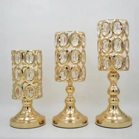 modern gold crystal glass candlestick wedding decoration metal candle holder table centerpiece candle stand antique marriage