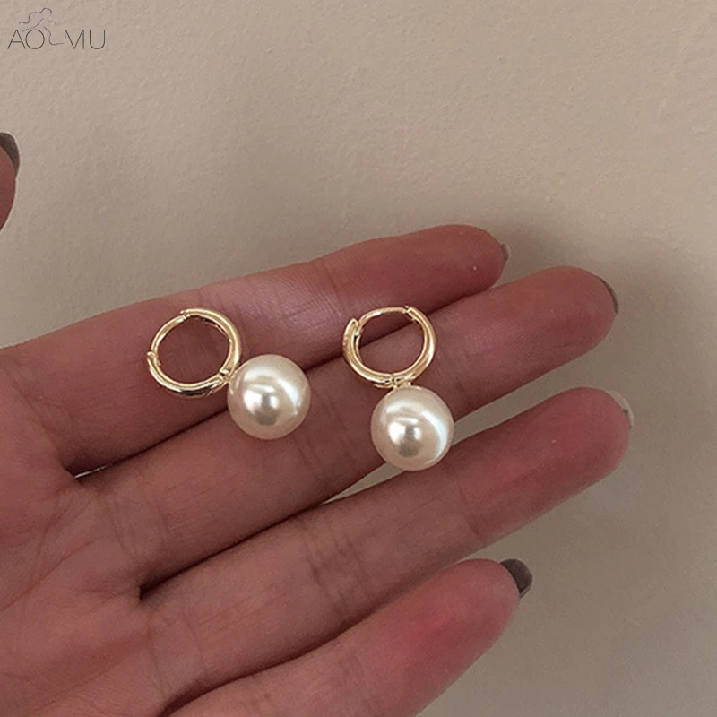 AOMU, дизайн, геометрический дизайн, округлый, Круглый, металлическая пряжка, жемчужные серьги-гвоздики для женщин, девушек, свадебные украшения, подарок