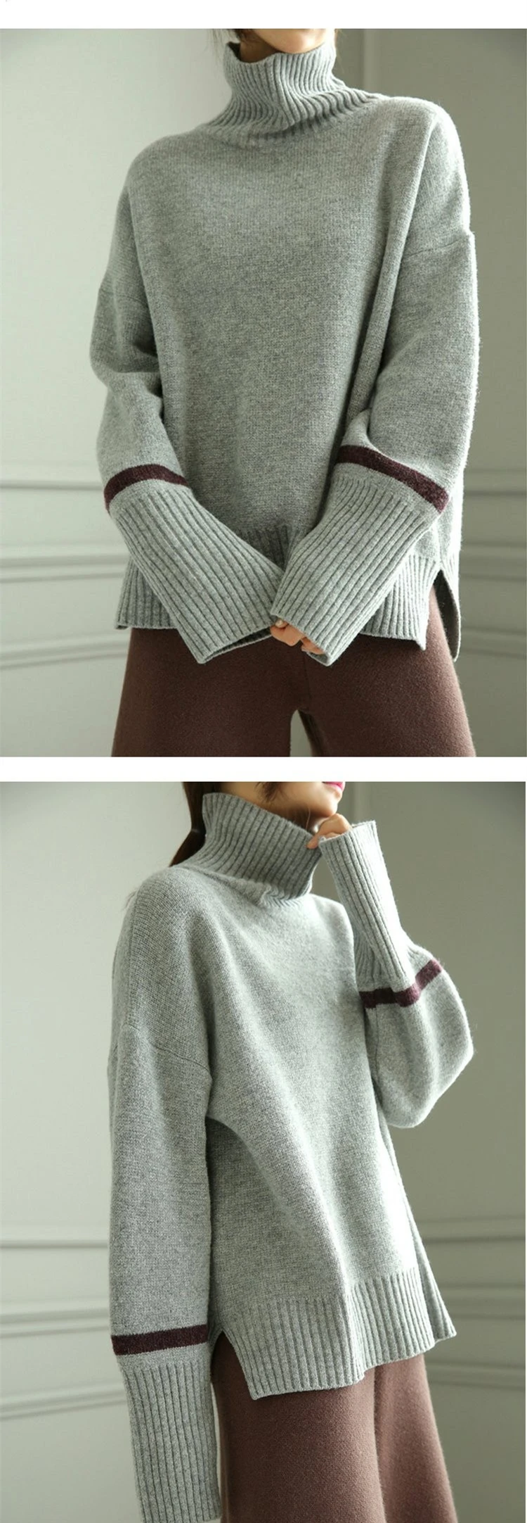 New Cashmere Knitted Sweater Women Tops Turtleneck Autumn Winter Female Pullover Loose Casual Warm Sweater