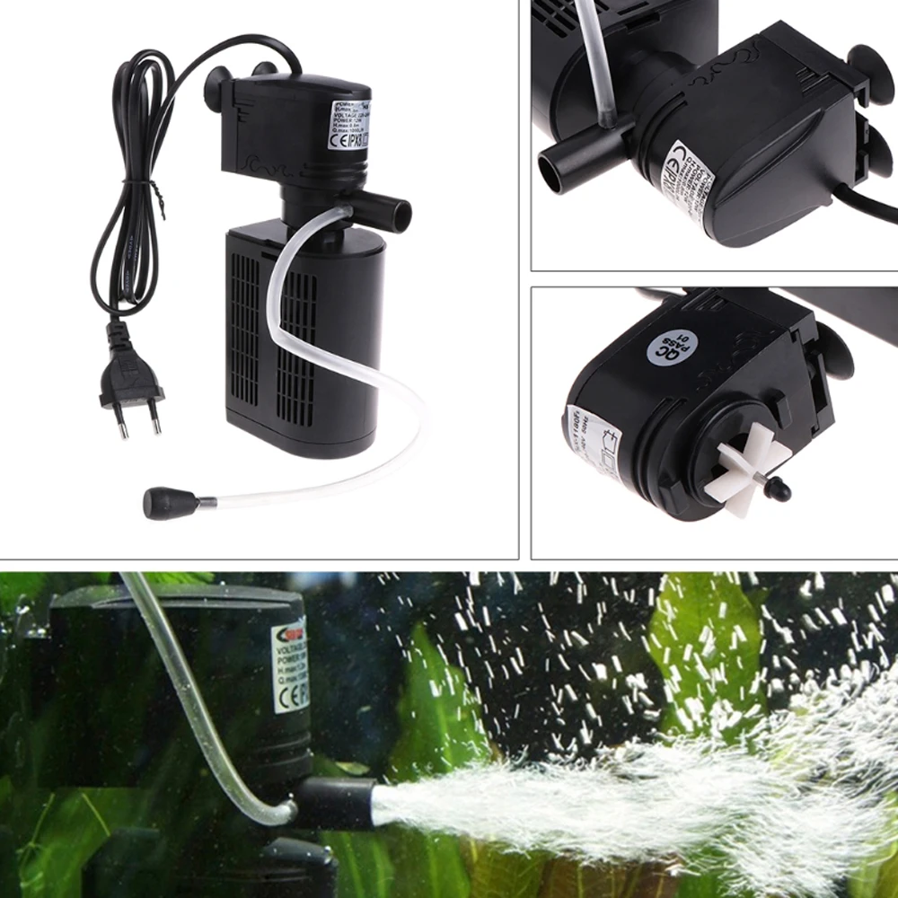 

3 in 1 Aquarium Filter 12/18/25/35W Internal Air Pump Fish Tank Built-in filter Aquarium Pump Spray Flow Biological Circulation