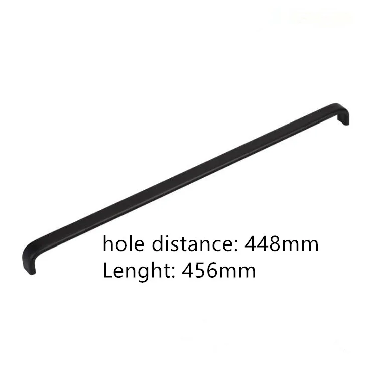 hole distance 448mm LCH, американский стиль, Черный алюминиевый сплав, ручка для шкафа, черная отделка, расстояние между отверстиями 32 мм, 256 мм, 448 мм, серебристая отделка - Цвет: hole distance 448mm