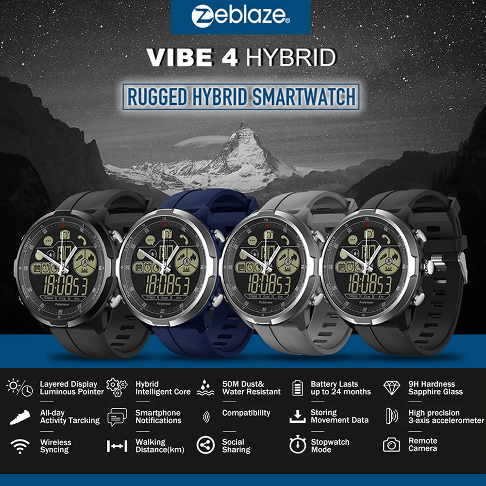Zeblaze VIBE 4 гибридный Водонепроницаемый Фитнес трекер Новые Смарт наручные часы
