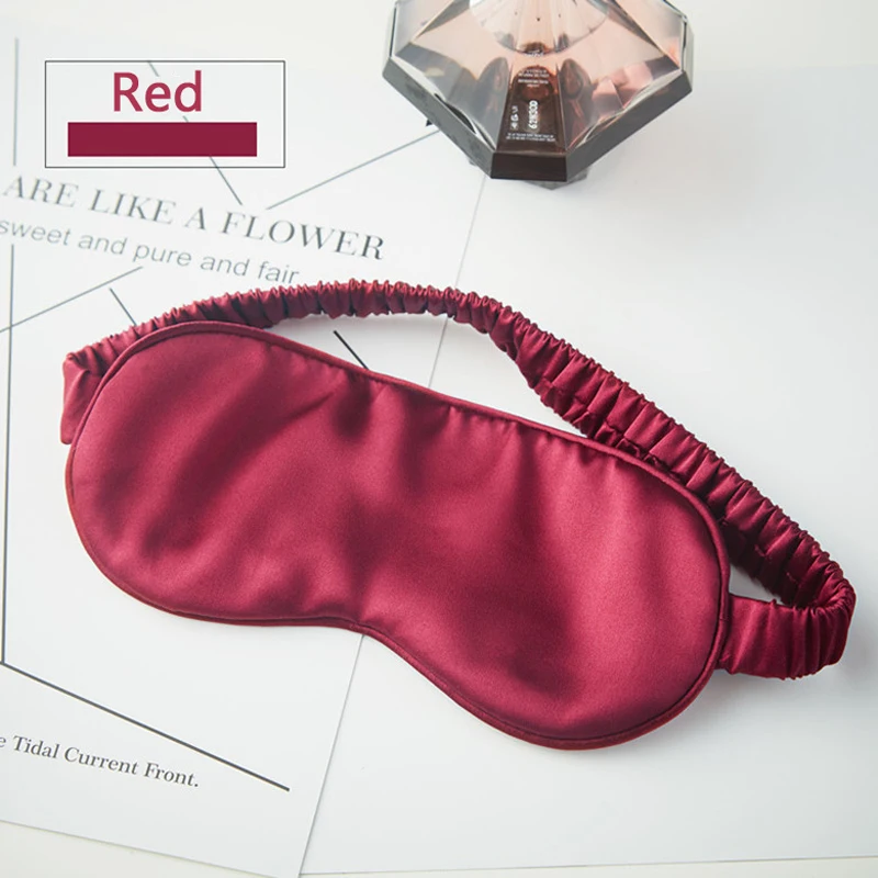 Wine Red 19 Momme шелковая маска для сна для глаз и повязка на глаза с эластичным ремешком мягкая маска для век для ночного сна, путешествия, сна - Цвет: Wine Red