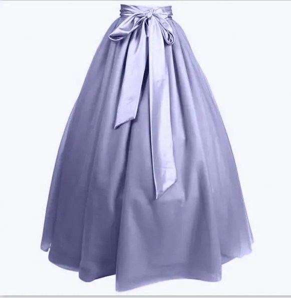 Lavender Скромные фатиновые юбки для женщин с лентами, линия талии, длина до пола, длинная юбка макси, простая элегантная юбка для взрослых - Цвет: Lavender