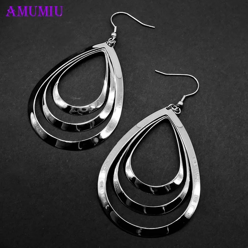 AMUMIU Новые Модные полые квадратные круглые серьги с пентаграммой Простые