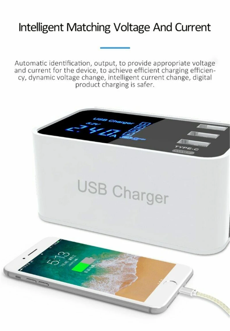 4 порта USB телефон зарядное устройство светодиодный дисплей США/ЕС/Великобритания штекер 3A Max быстрая смарт-зарядка зарядное устройство для мобильных устройств для huawei iPhone samsung