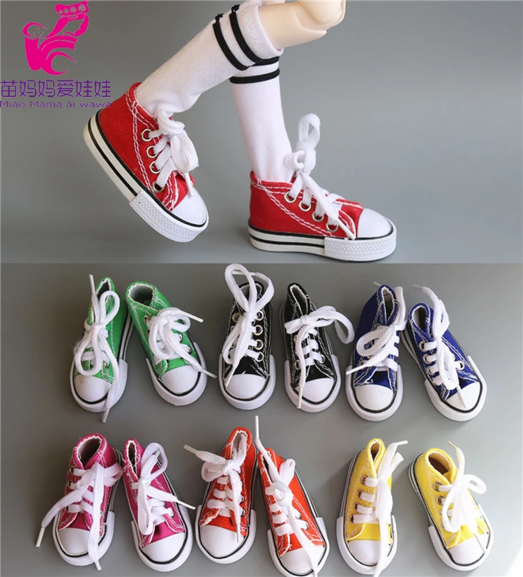 

One pair Assorted Colors 7.5cm Canvas Shoes For BJD Doll Fashion Mini Toy Shoes Bjd Doll Shoes for Russian Doll Accessories