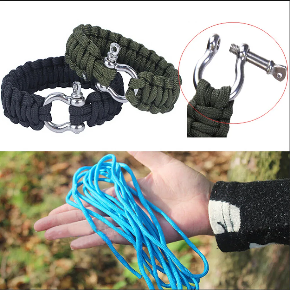 Парашютный шнур Открытый браслет для выживания скалолазание карабин плетеная
