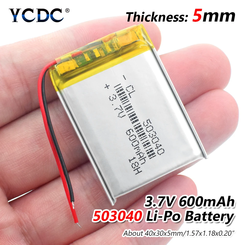 Полимерная батарея 600 mah 3,7 V 503040 умный дом MP3 колонки литий-ионная батарея для dvr, gps, mp3, mp4, DVD power bank, динамик