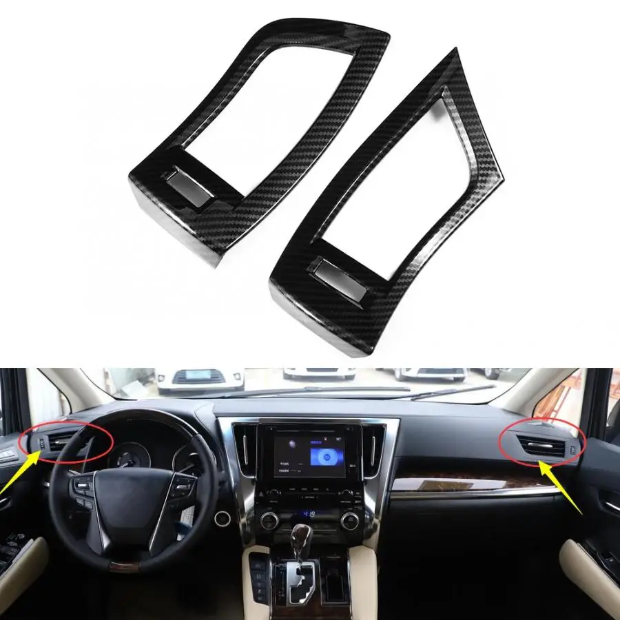 2 шт./компл. ABS передняя рамка для кондиционера отделка Подходит для Toyota Alphard VELLFIRE- текстура углеродного волокна левый привод автомобиля Стайлинг