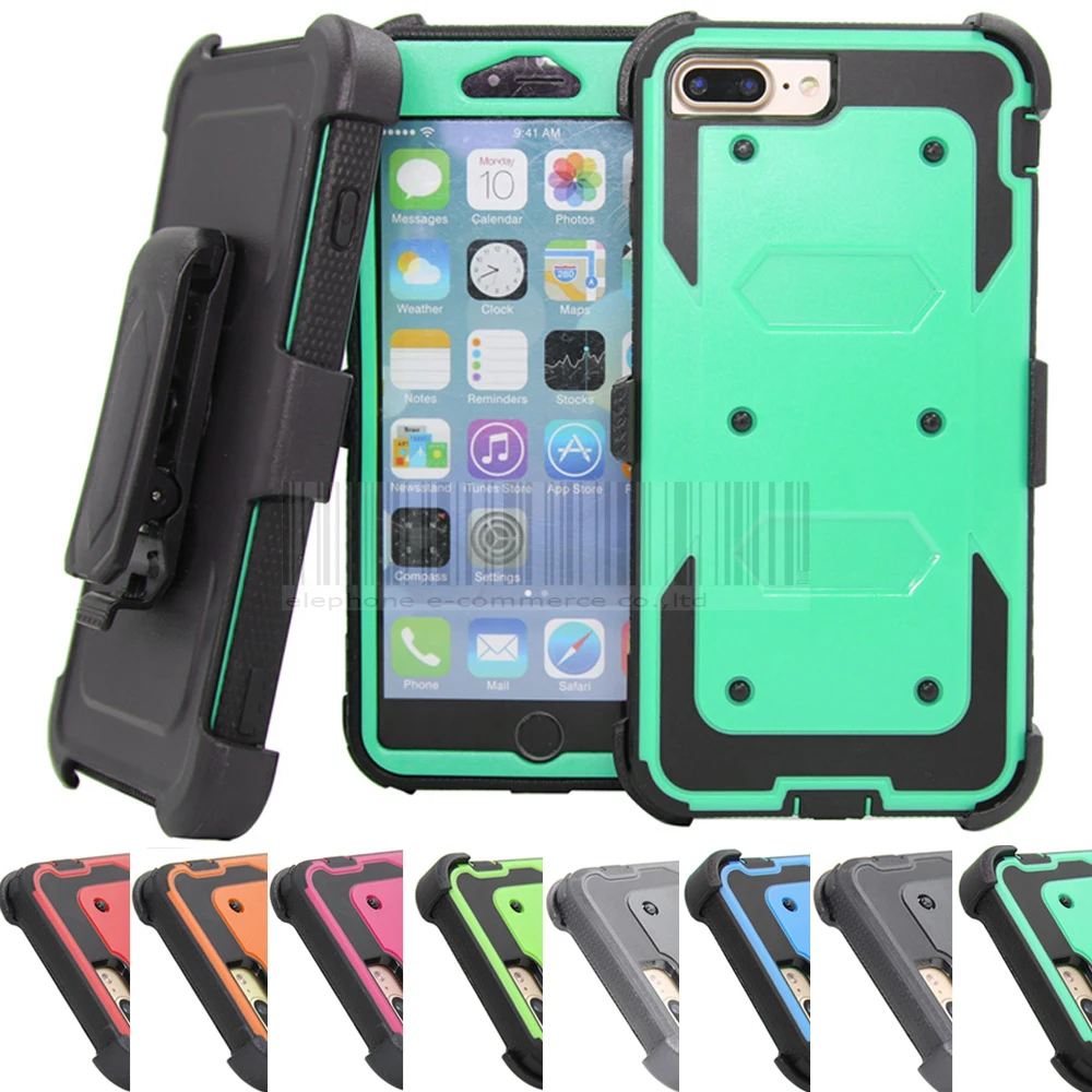 Чехол кобура с зажимом для ремня iPhone 7 Plus Kickstand Heavy Duty Armor Гибридный противоударный