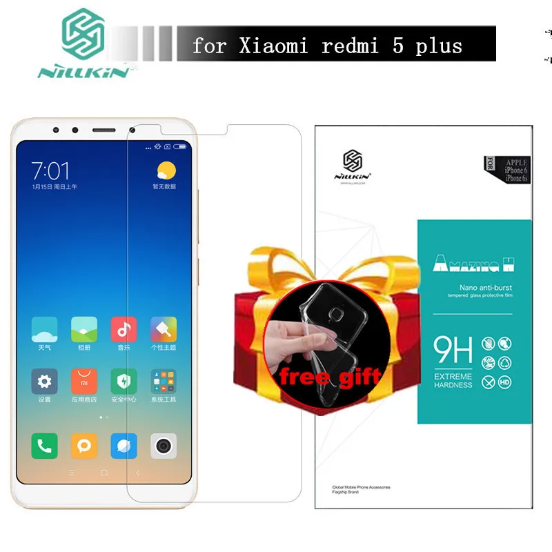 Чехол в подарок) Xiaomi redmi 5 plus закаленное стекло NILLKIN Amazing H Защита от взрыва 9H для