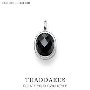 Кулон с овальным черным кристаллом, Ювелирное Украшение в европейском стиле 2018 пробы из стерлингового серебра 925 пробы, бижутерия, ожерелье, аксессуары, подарок для женщины