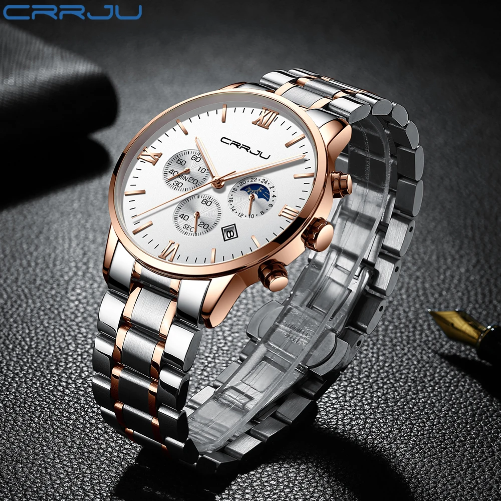 Relojes Watch Men CRRJU Fashion Sport Quartz watch Mens Watches Top Brand Luxury Business Waterproof Watch horloges mannen