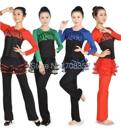 New Square Dance clothing Top+ Pant 2 pcs Suit Chinese Folk Belly Skirt Costumes | Тематическая одежда и униформа