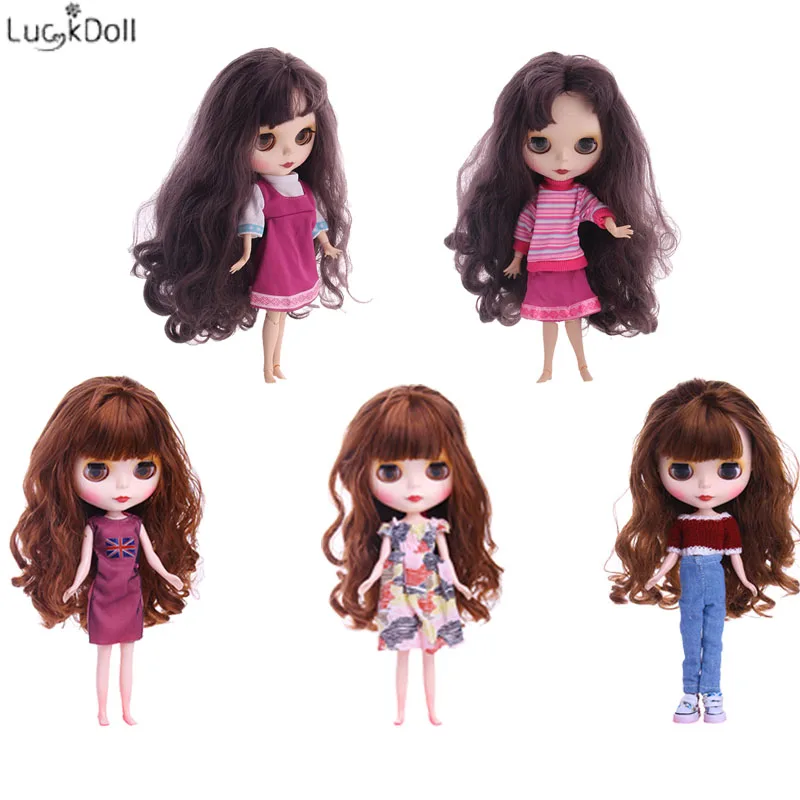 A19 Luckdoll 5 стилей кукольная одежда аксессуары на выбор(платье с принтом, свитер костюм, плотная юбка) подходит 30 см 1/6 BJD кукла(только одежда - Цвет: A19